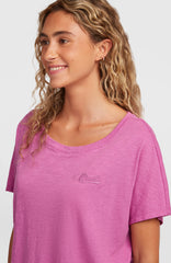 Essentials O'Neill Script Scoop Neck T-Shirt Women - Electric Fuschia