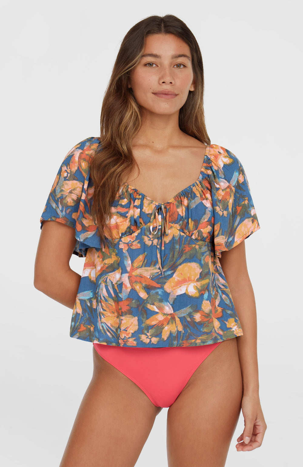 Huges Woven Top Women - Blue Painted Tropics
