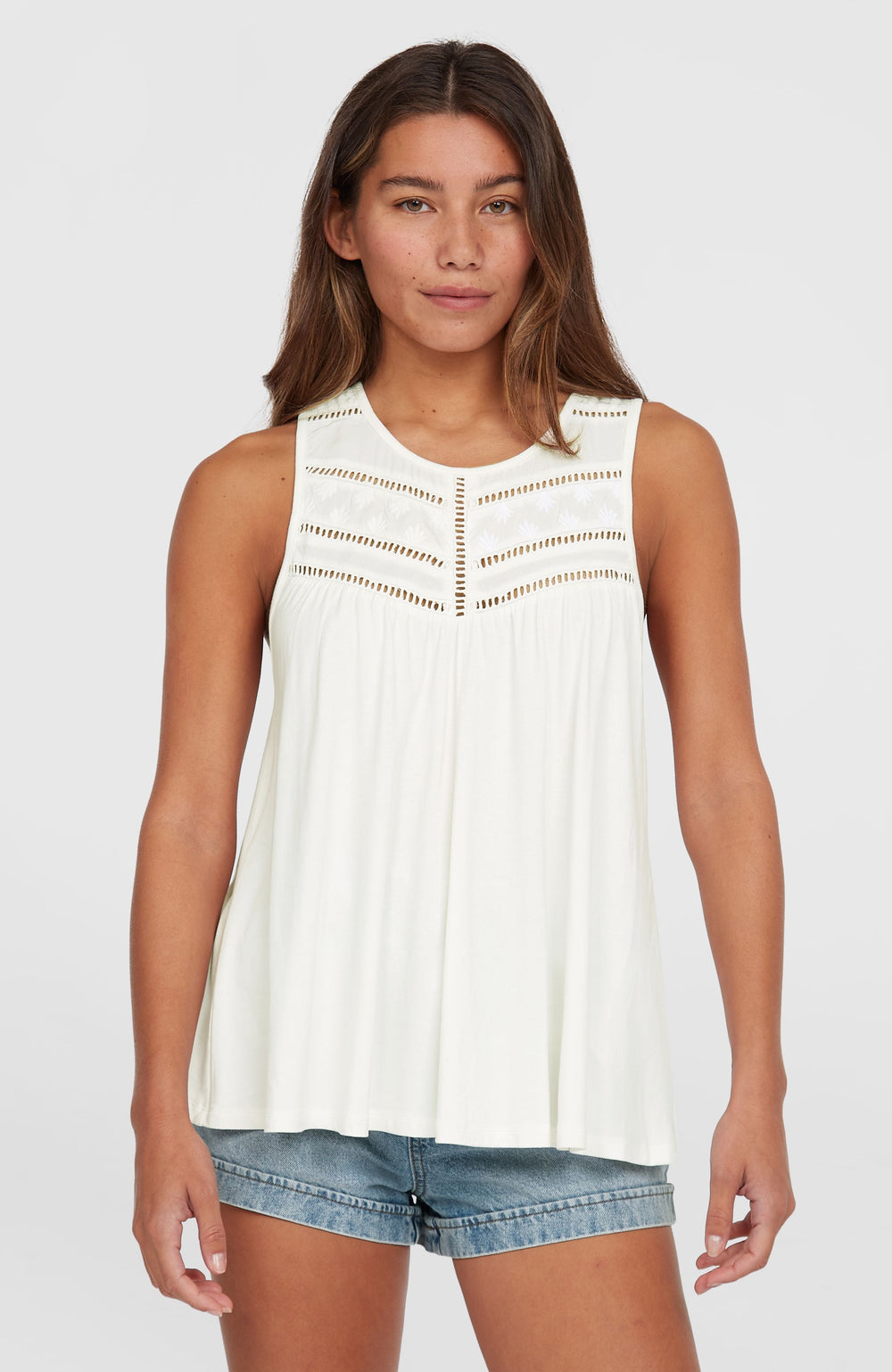 Essentials Tokeena Embroidery Tank Women - Snow White