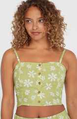Beach Vintage Cropped Top Women - Green Daisyline