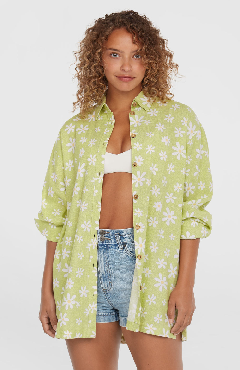 Beach Vintage Long Shirt Women - Green Daisyline