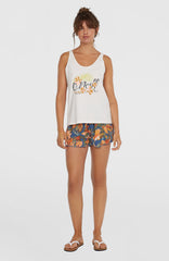 Johnny Smocked Waist Shorts Women - Blue Painted Tropics