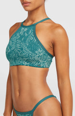 High-Neck Bikini Set Women - Green Island Sky