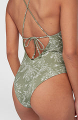 Jaida Swimsuit Women - Green Textured Jungle