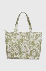 Coastal Print Tote Bag Women - Green Textured Jungle