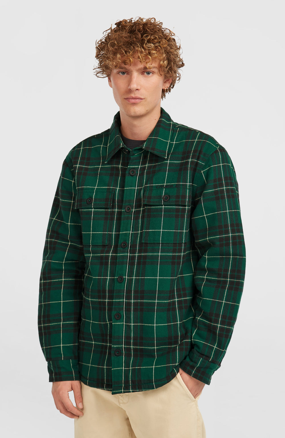 Must-Have Fleece-Lined Shirt Men - Green Flannel Check