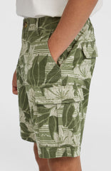 Essentials Cargo Shorts Men - Green Tonal Dusty Flower