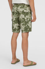 Essentials Cargo Shorts Men - Green Tonal Dusty Flower