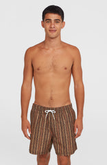 Cali Print 15'' Swim Shorts Men - Orange Pressed Lines