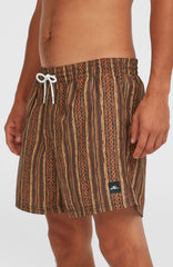 Cali Print 15'' Swim Shorts Men - Orange Pressed Lines