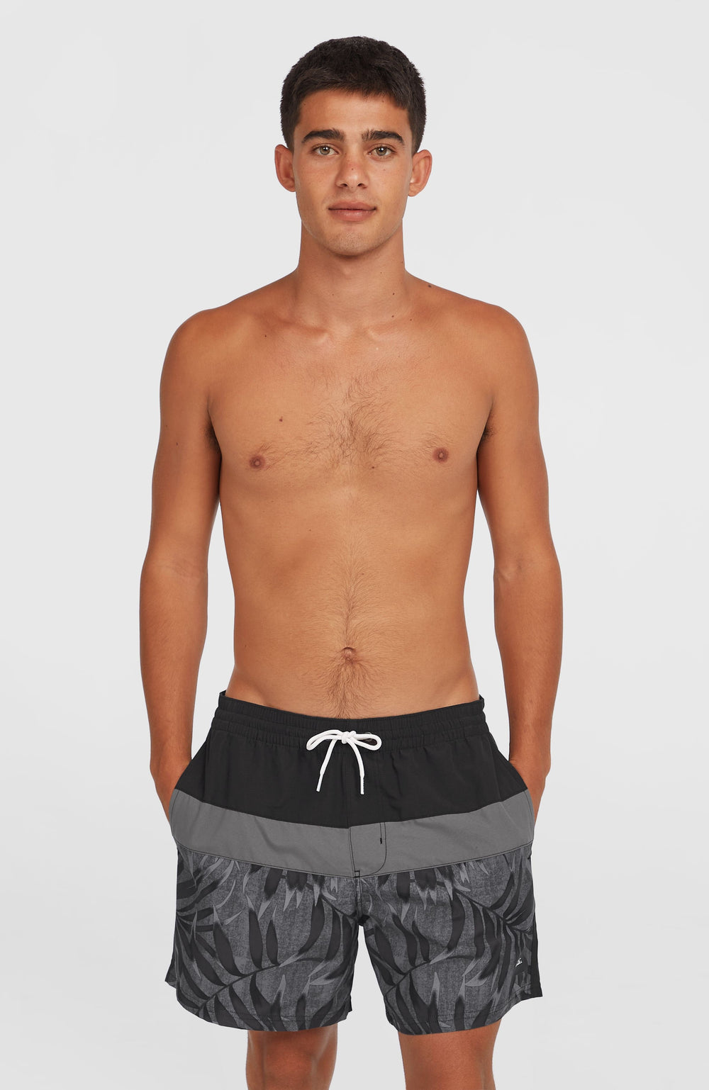 Cali Block 15'' Swim Shorts Men - Black Dipped Leaves