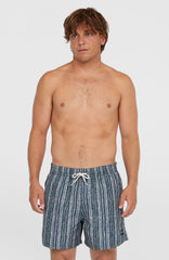Cali Print 15'' Swim Shorts Men - Blue Pressed Lines