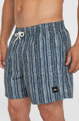 Cali Print 15'' Swim Shorts Men - Blue Pressed Lines