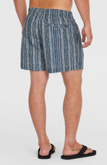 Cali Print 15'' Swim Shorts Men - Blue Pressed Lines