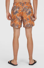 Cali Floral 16'' Swim Shorts Men - Orange Dipped Leaves