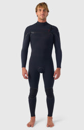 Hyperfreak Fire 4/3mm+ Chest Zip Full Wetsuit Men|Wetsuits - BLACK/BLACK