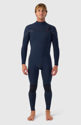 Hyperfreak Fire 5/4mm+ Chest Zip Full Wetsuit Men|Wetsuits - BLACK/BLACK