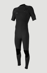 Hyperfreak 2mm Chest Zip Shortsleeve Full Wetsuit Men - BLACK/BLACK
