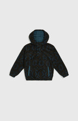 Superfleece Half-Zip Hoodie Kids - Black Retro Ikat
