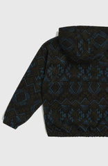 Superfleece Half-Zip Hoodie Kids - Black Retro Ikat