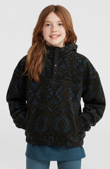 Superfleece Half-Zip Hoodie Kids - Black Retro Ikat