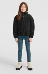 Superfleece Half-Zip Hoodie Kids - Black Retro Ikat