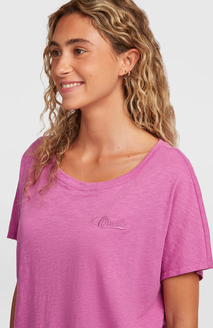 Essentials O'Neill Script Scoop Neck T-Shirt Women - Electric Fuschia