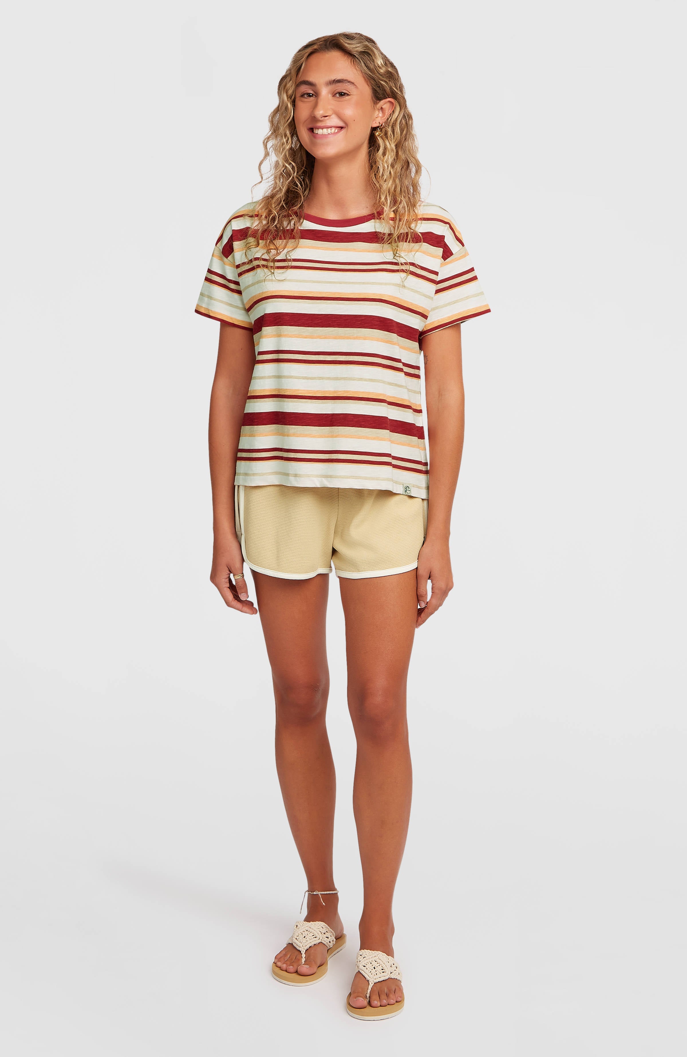 O'Riginals Boxy Stripe T-Shirt Women - Beige Originals tee stripe