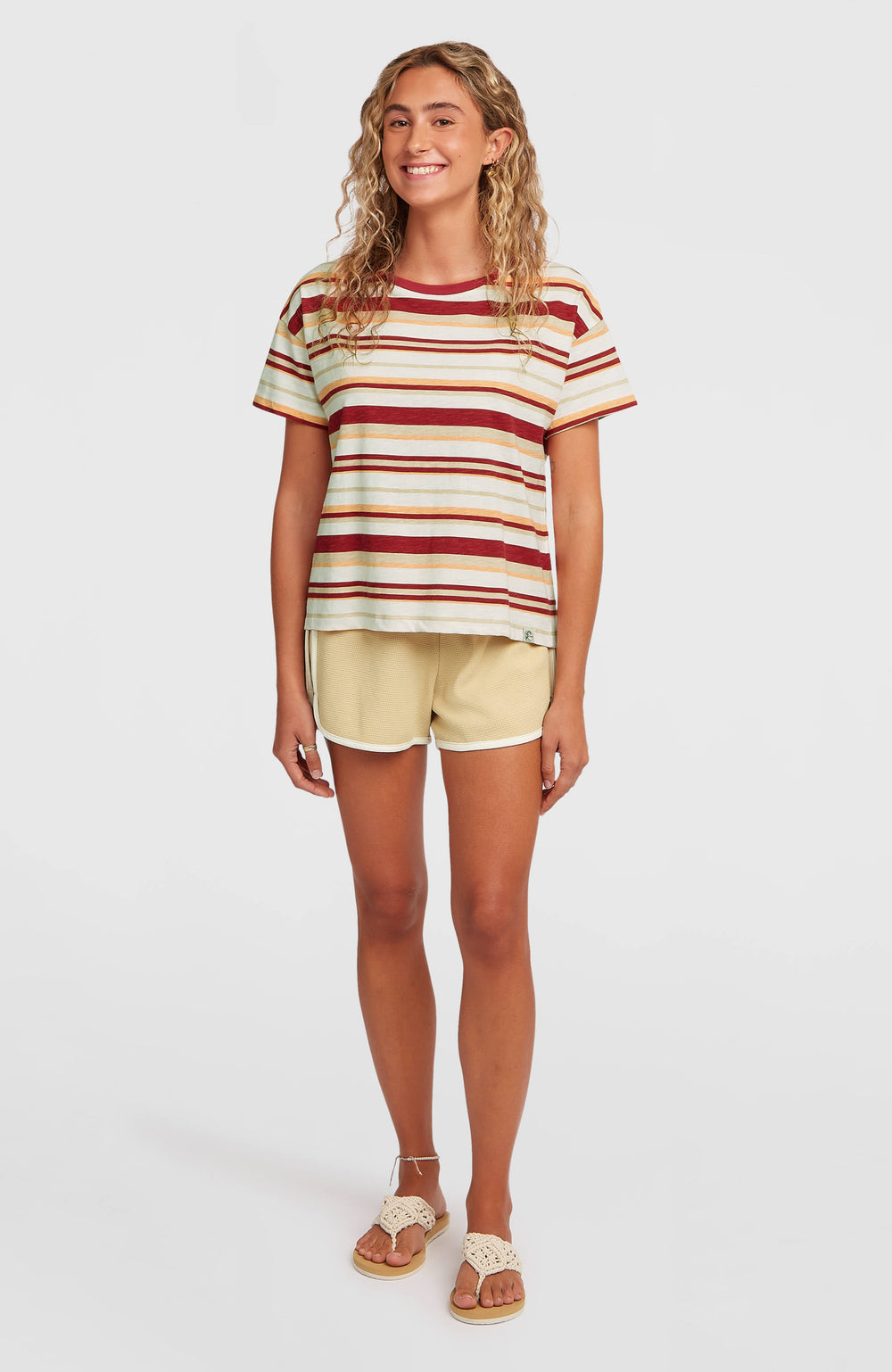 O'Riginals Boxy Stripe T-Shirt Women - Beige Originals tee stripe