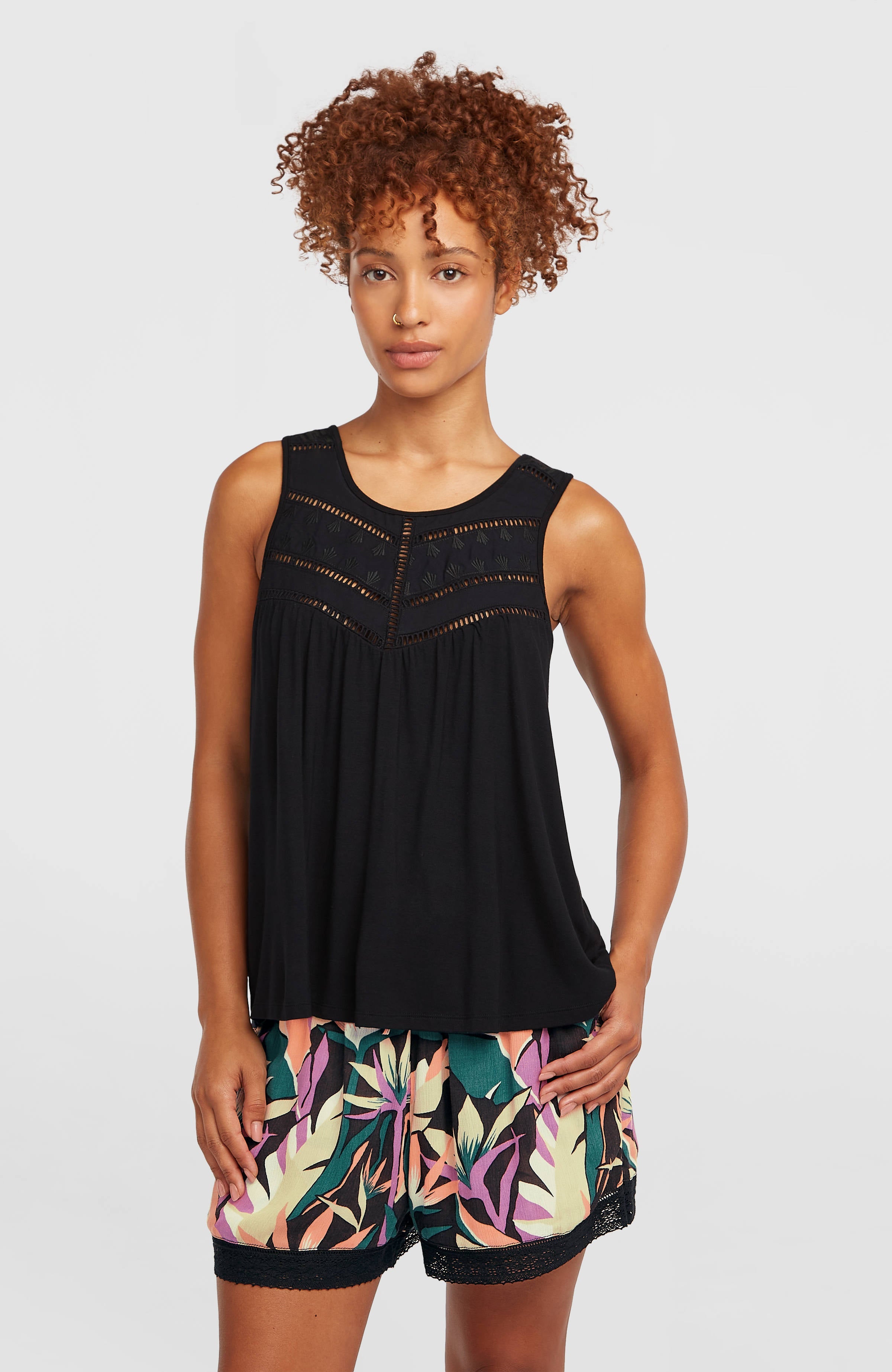 Essentials Tokeena Embroidery Tank Women - Black Out