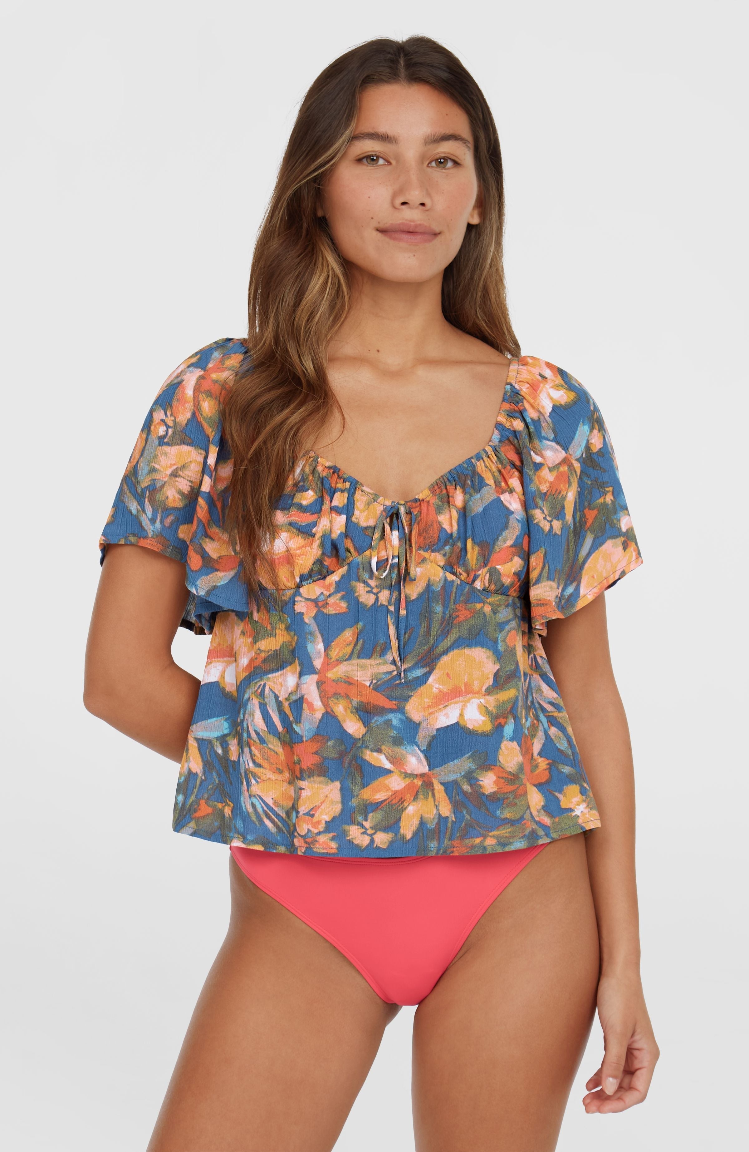 Huges Woven Top Women - Blue Painted Tropics