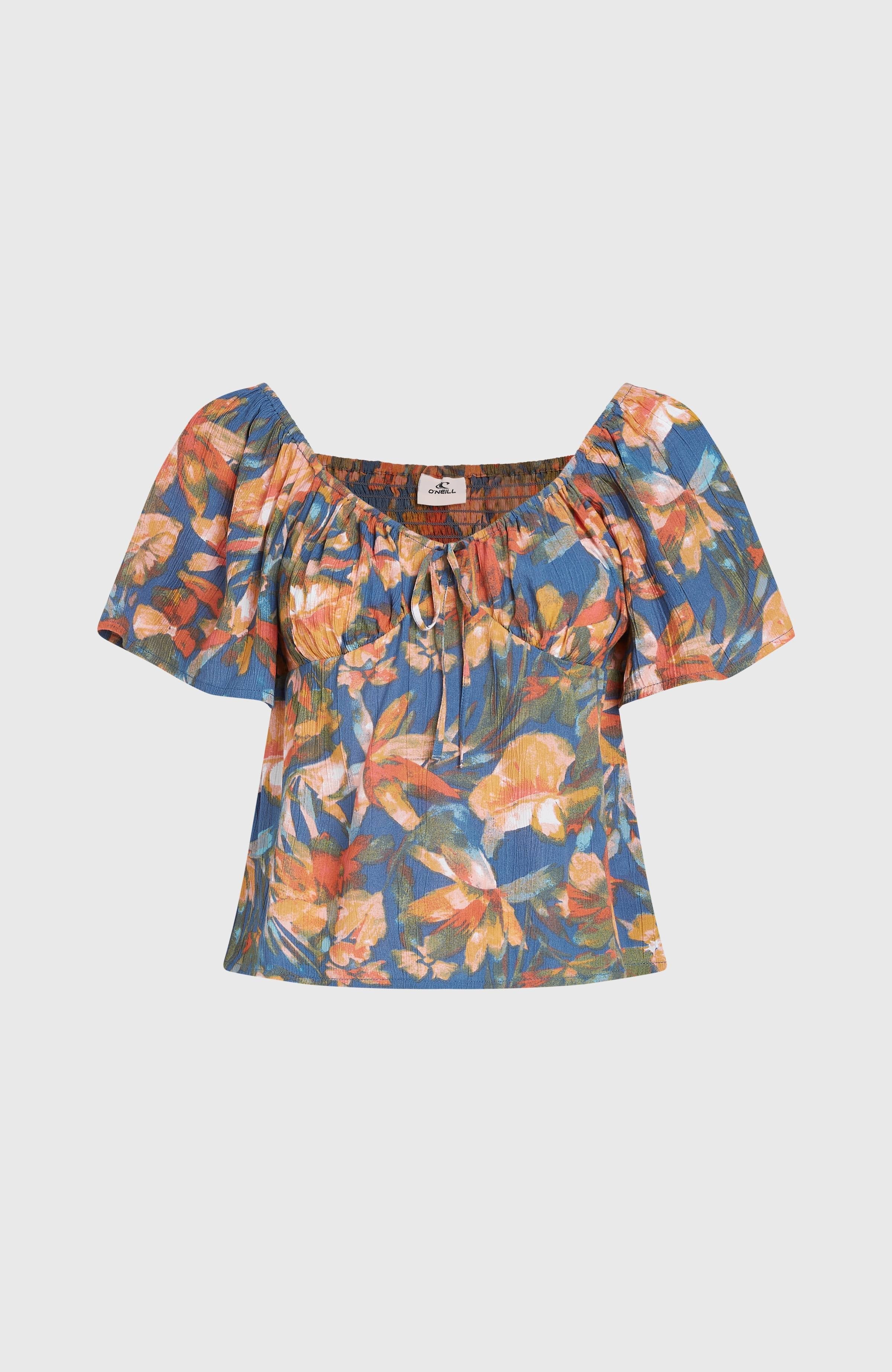Huges Woven Top Women - Blue Painted Tropics