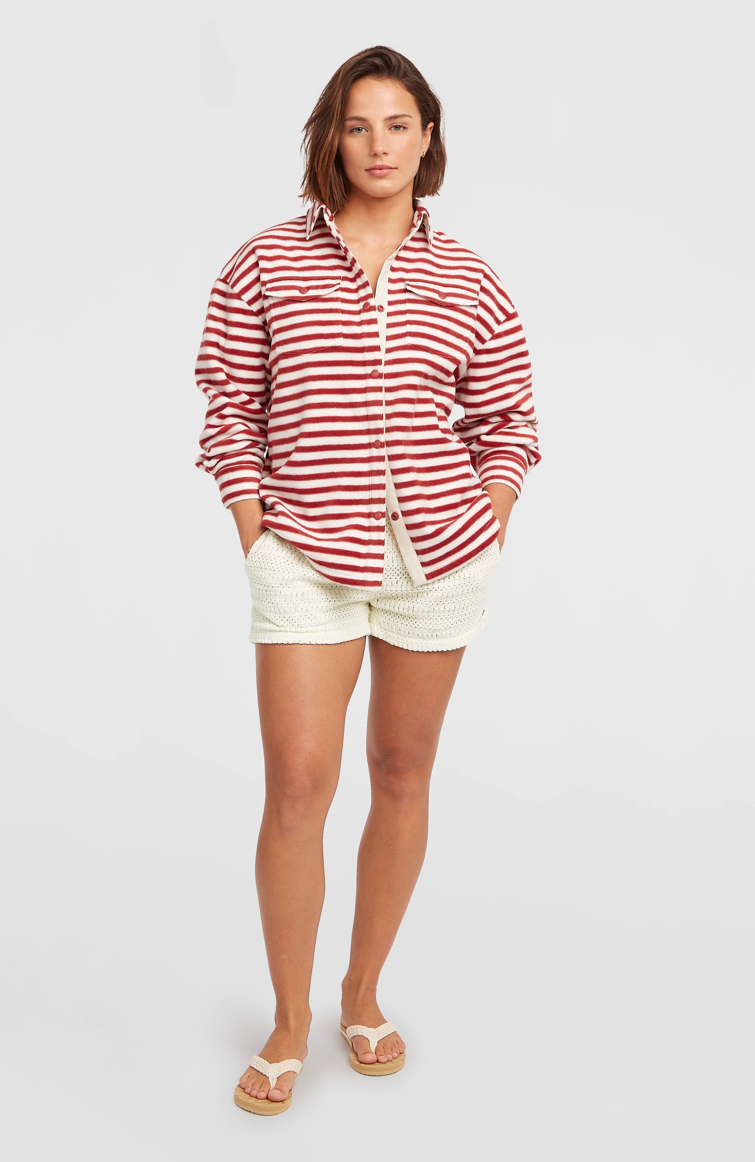 O'Riginals Superfleece Shirt Women - White/Red Originals Stripe