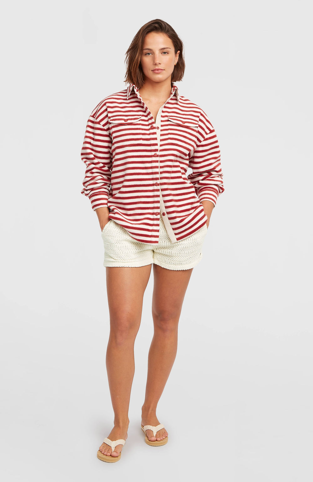 O'Riginals Superfleece Shirt Women - White/Red Originals Stripe