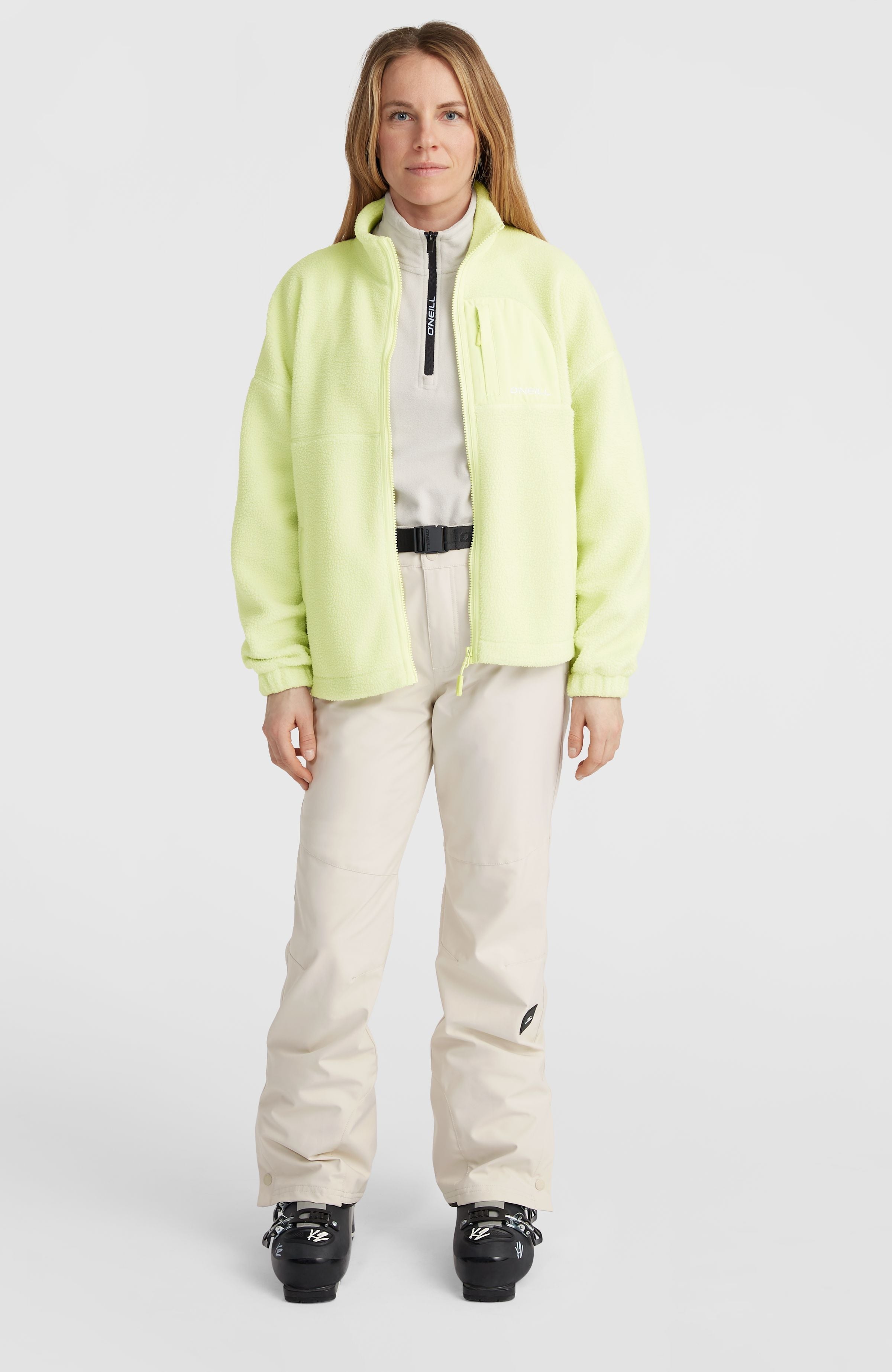 High-Pile Full-Zip Fleece Women - Lime Wash