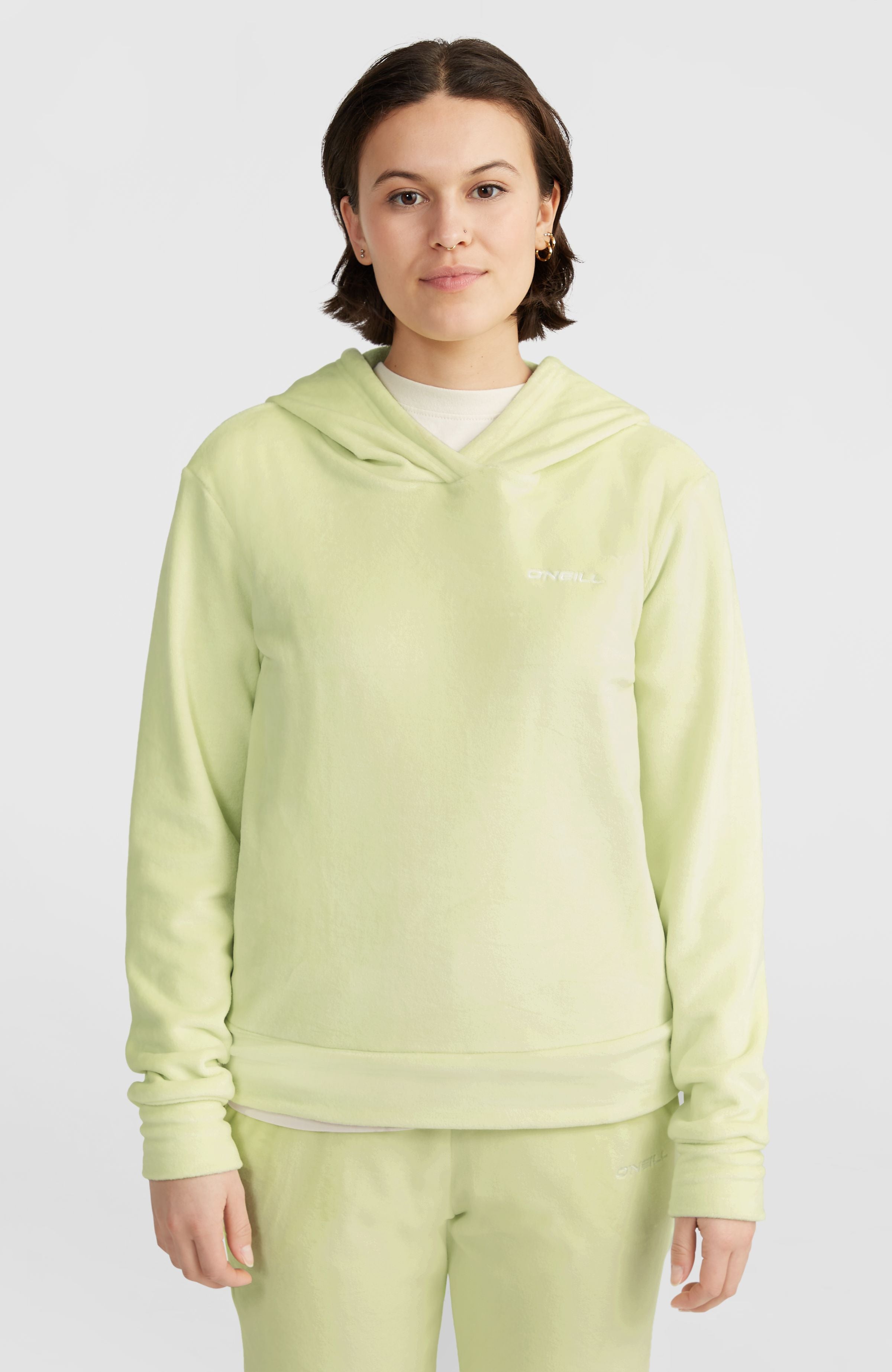 Velour Hoodie Fleece Women - Lime Wash