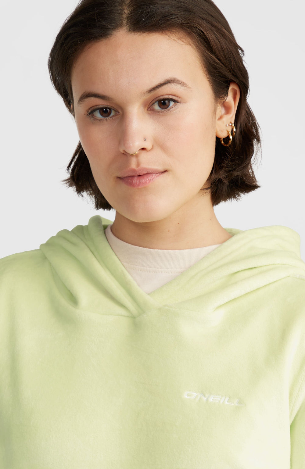 Velour Hoodie Fleece Women - Lime Wash