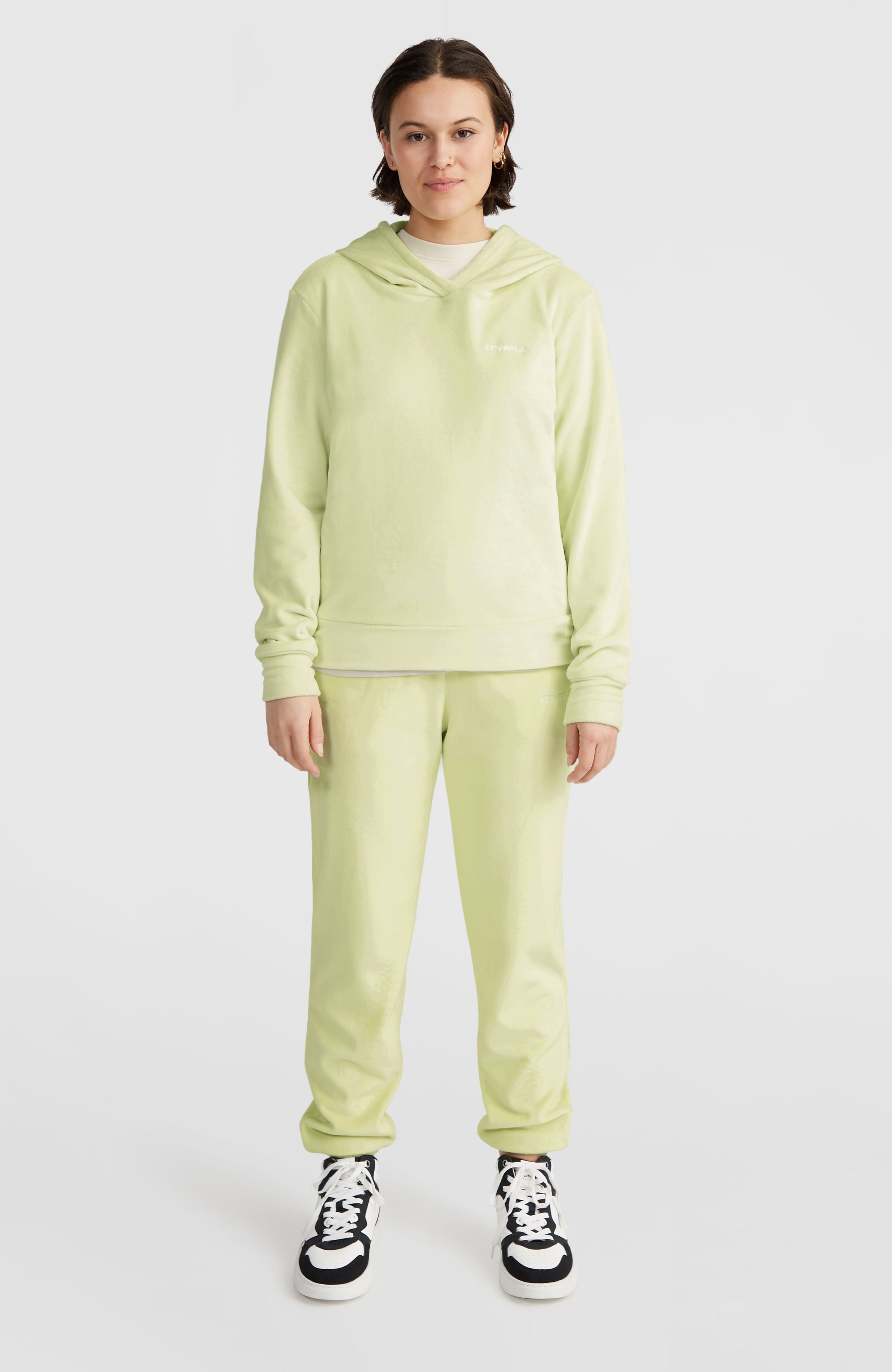 Velour Hoodie Fleece Women - Lime Wash