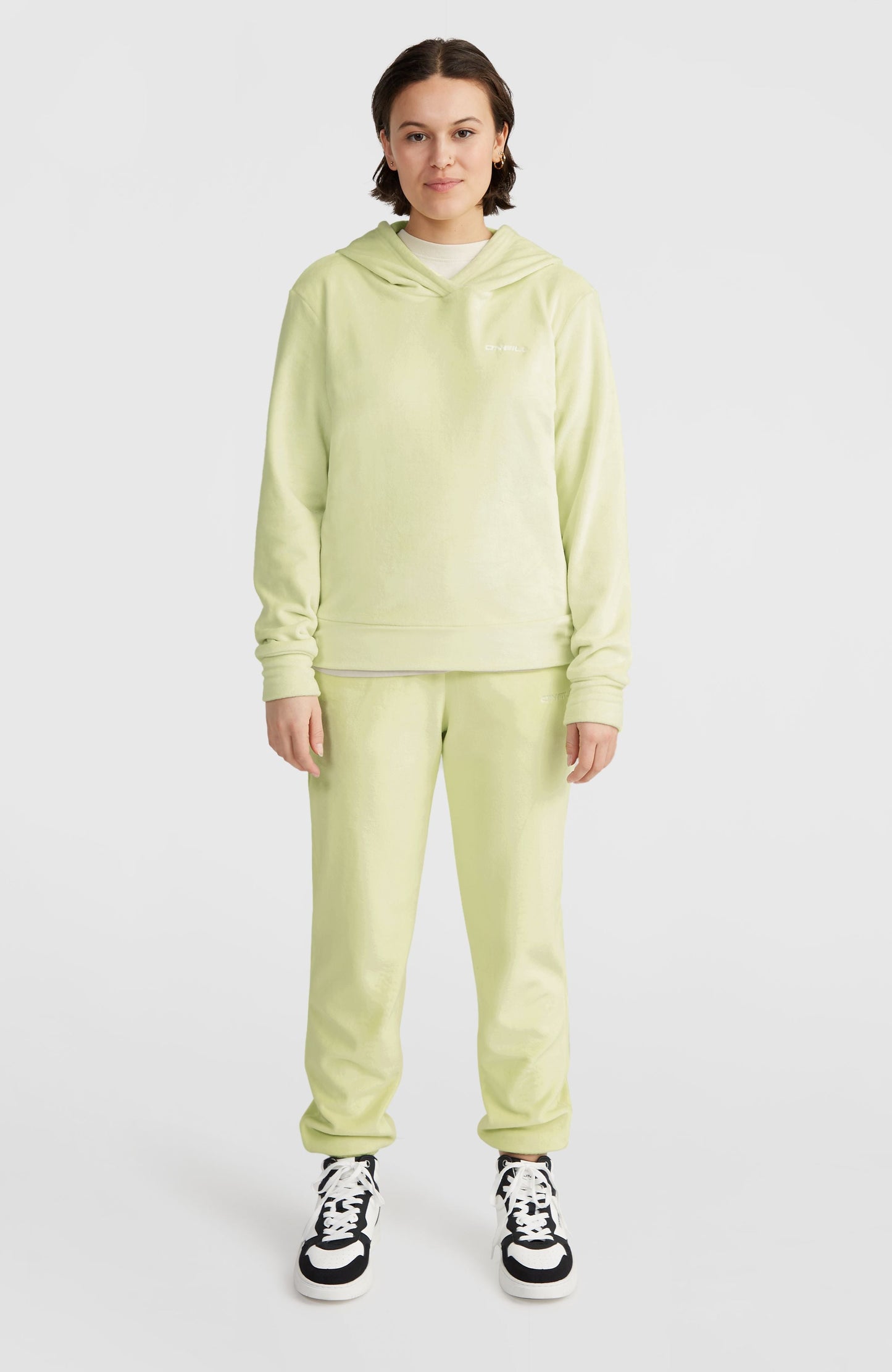 Velour Hoodie Fleece Women - Lime Wash