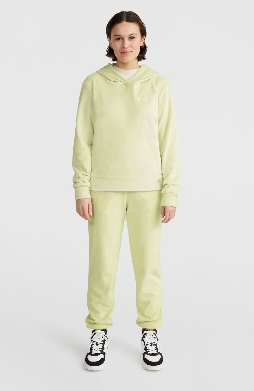 Velour Hoodie Fleece Women - Lime Wash