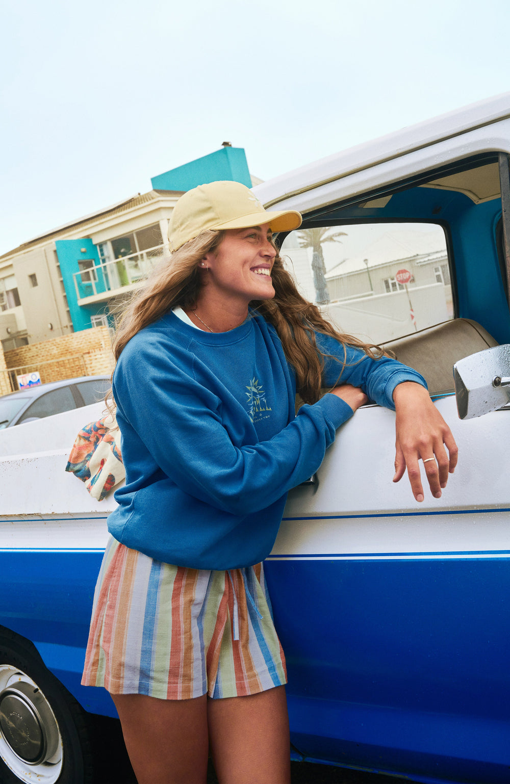 Beach Vintage Crew Sweatshirt Women - Copen Blue