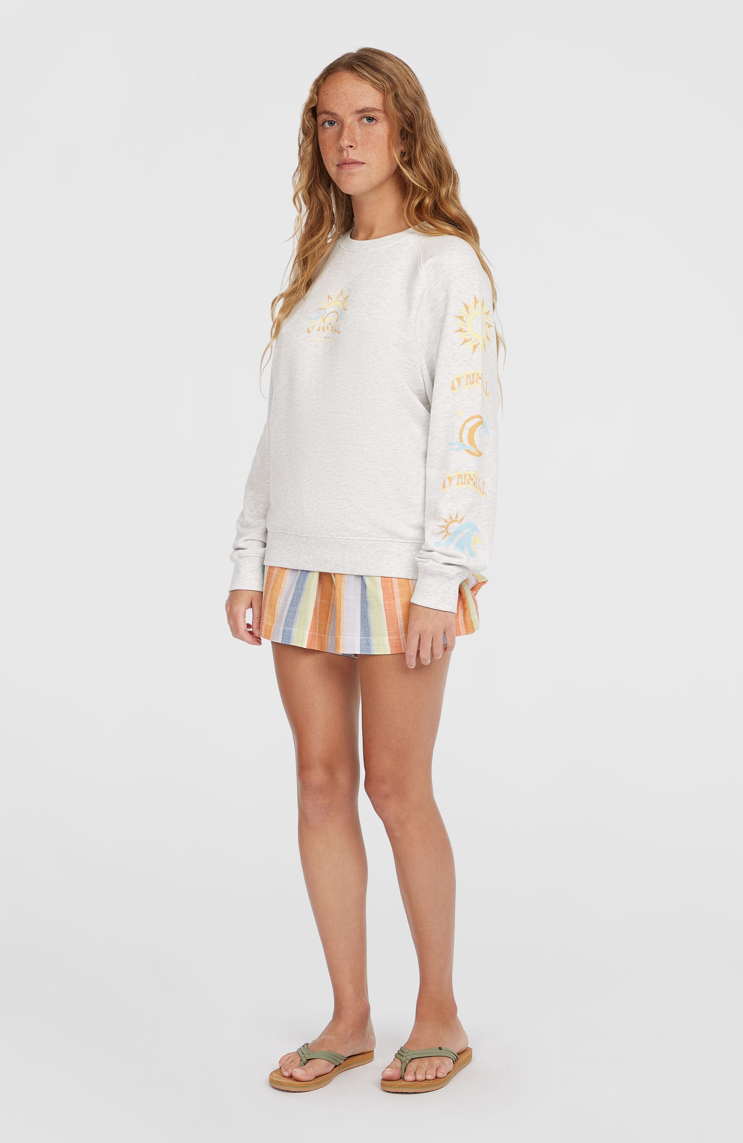 Beach Vintage Crew Sweatshirt Women - White Melange