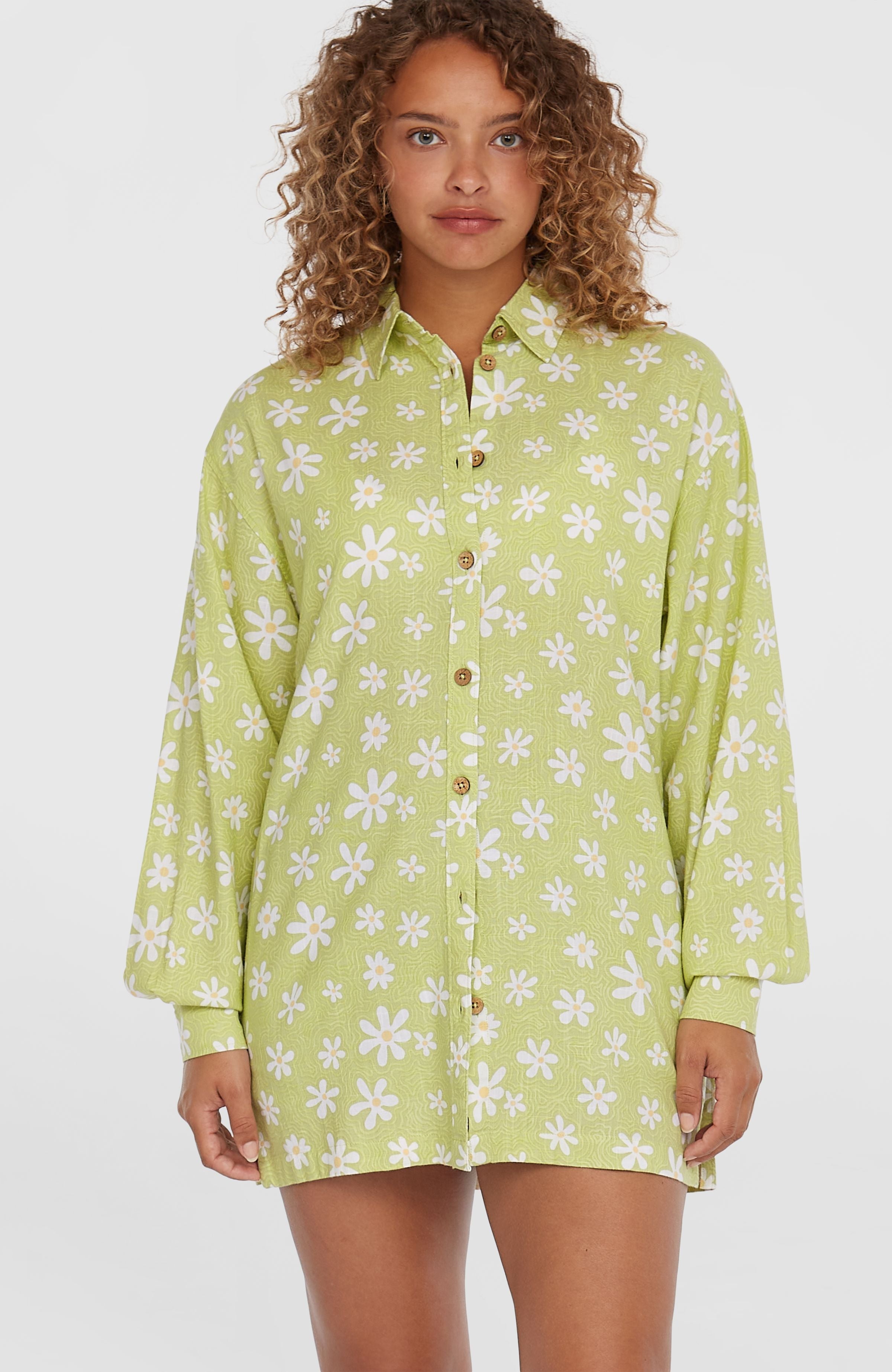 Beach Vintage Long Shirt Women - Green Daisyline