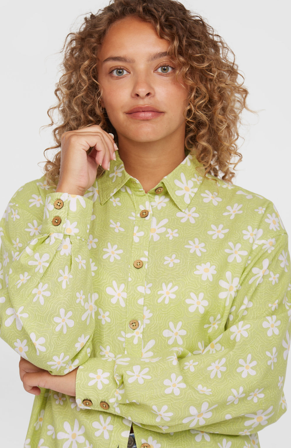 Beach Vintage Long Shirt Women - Green Daisyline