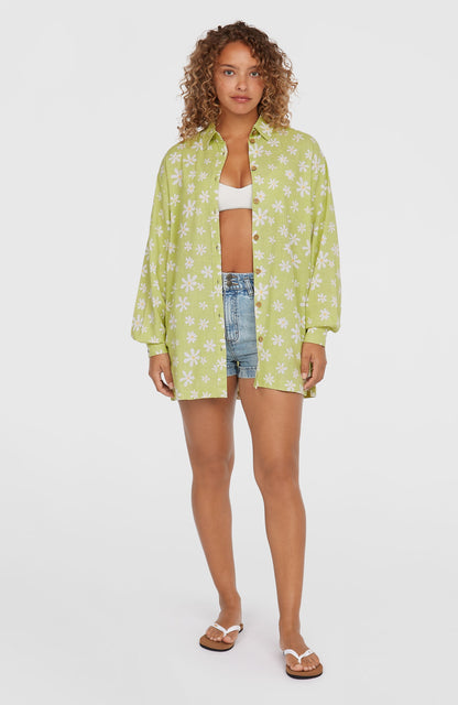 Beach Vintage Long Shirt Women - Green Daisyline
