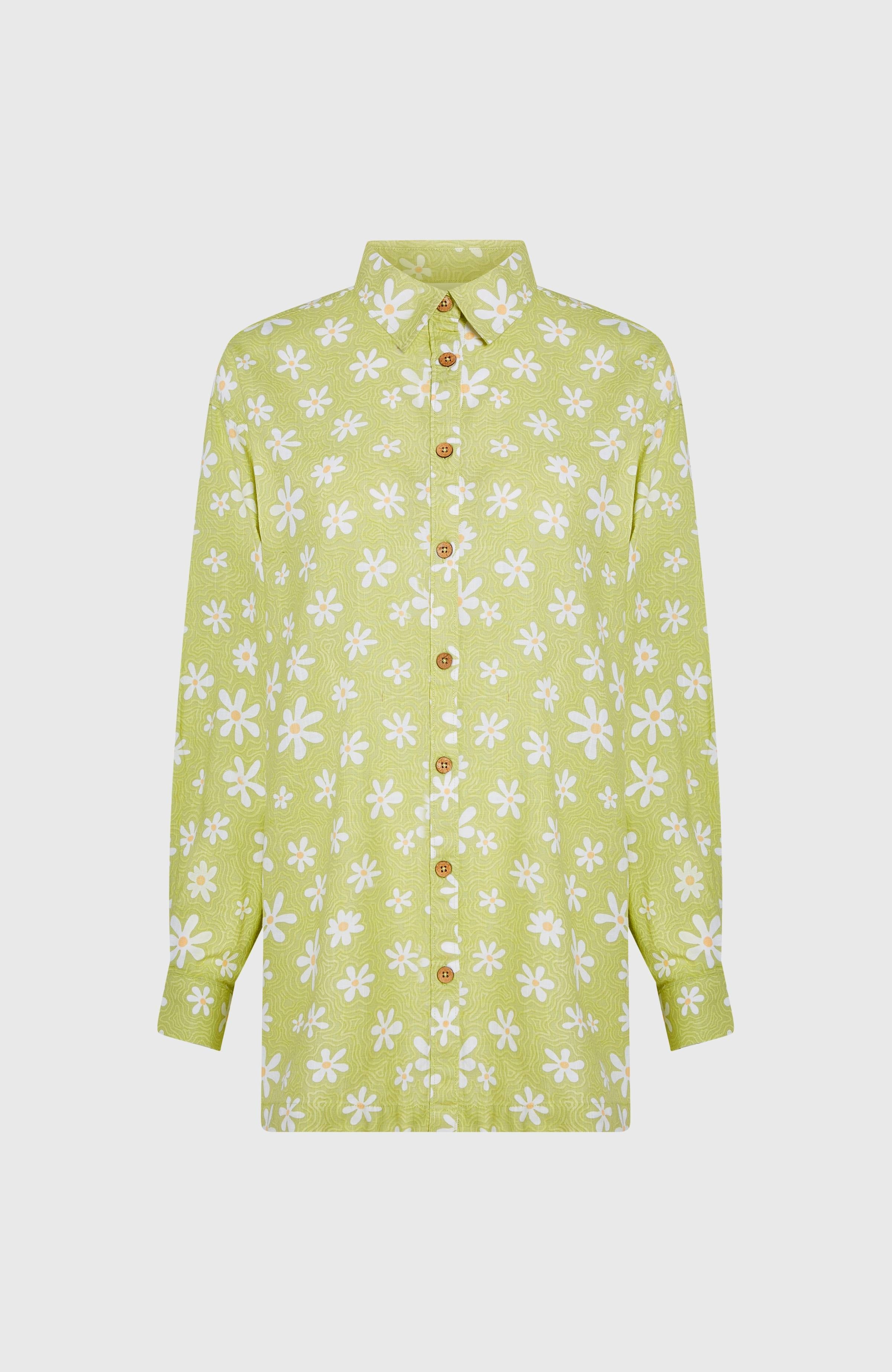 Beach Vintage Long Shirt Women - Green Daisyline