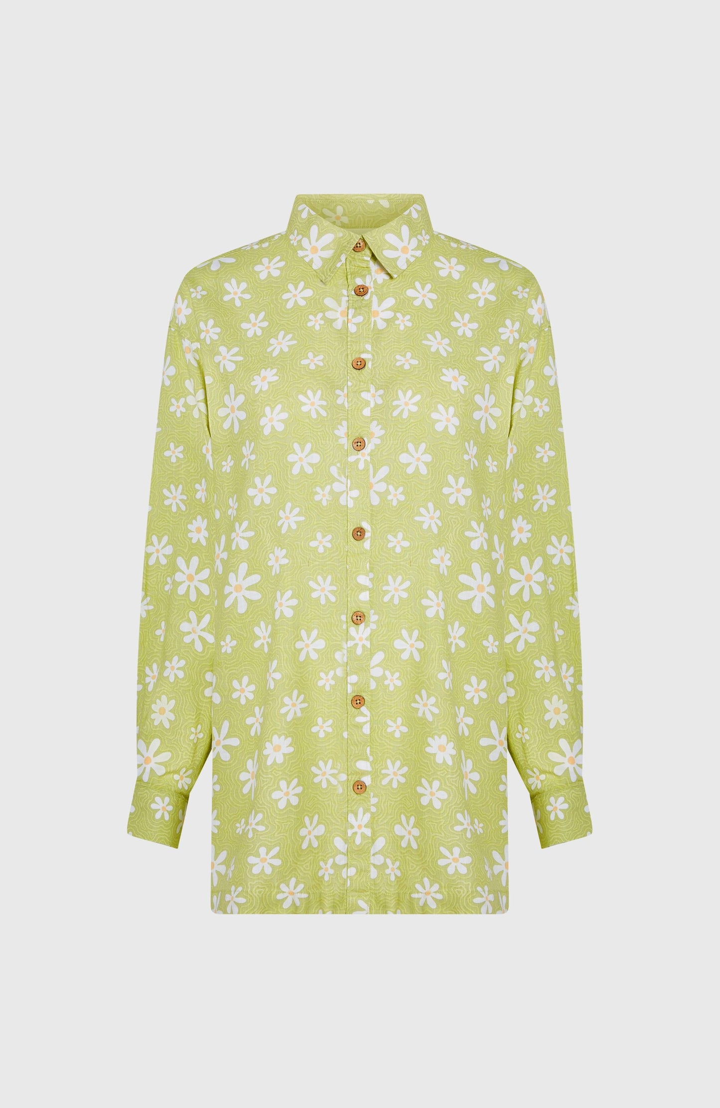 Beach Vintage Long Shirt Women - Green Daisyline