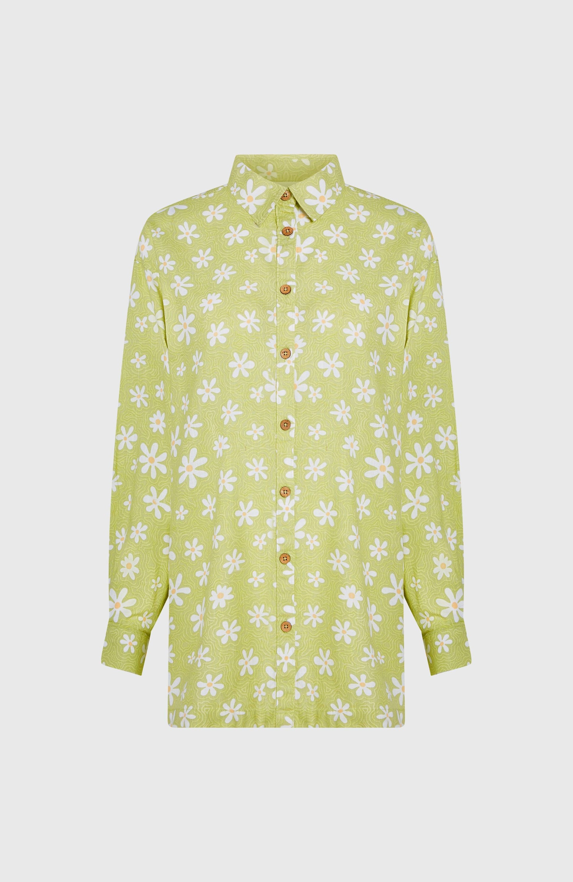 Beach Vintage Long Shirt Women - Green Daisyline