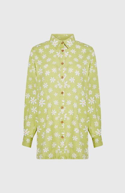 Beach Vintage Long Shirt Women - Green Daisyline