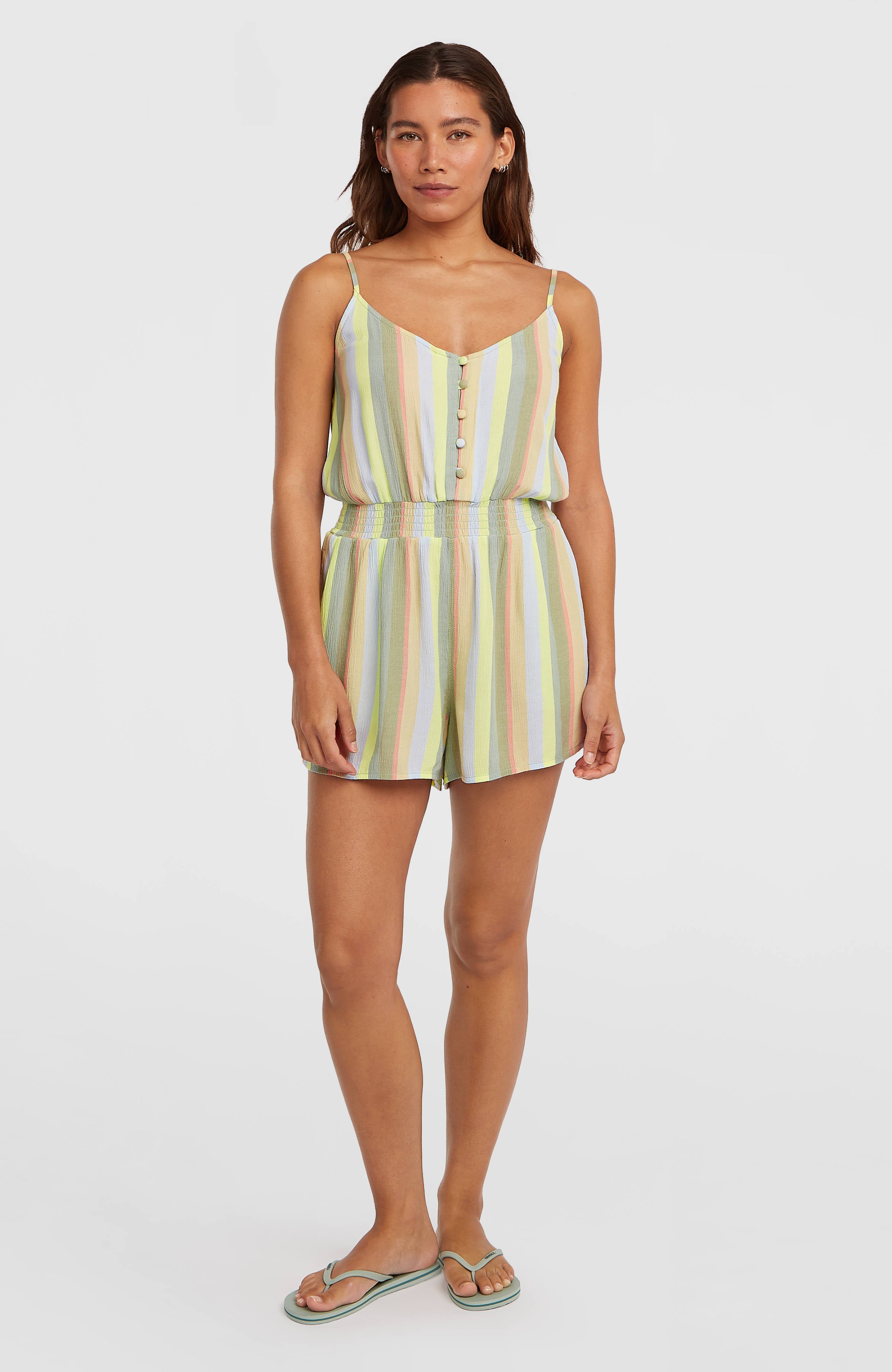 Thin Strap Buttoned Romper Women - Multi Must Haves Stripe